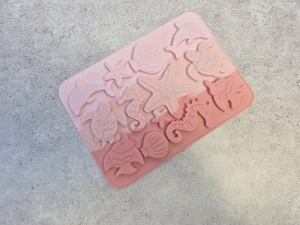 Molde silicona tricolor rosa 12 figuras marinas planas